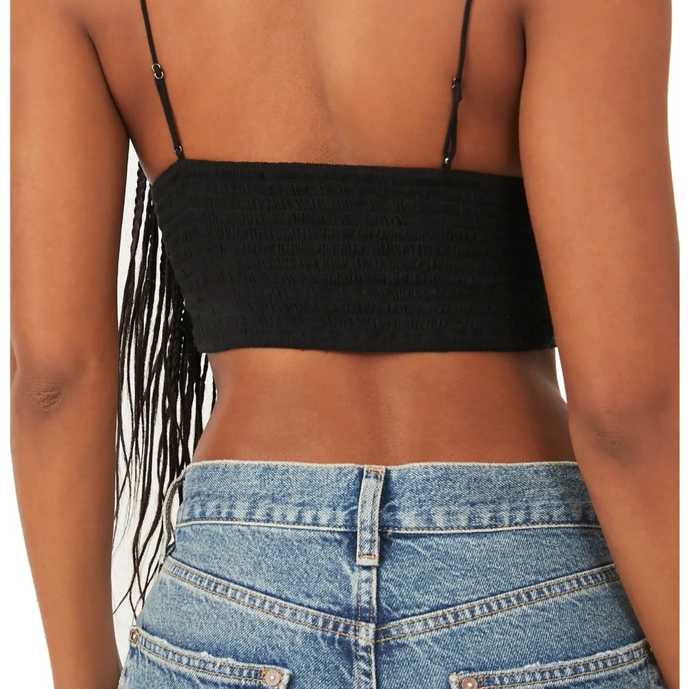 Free People Intimately Carrie Embroidered V-Neck Bralette In Black Size Large - Picture 3 of 8